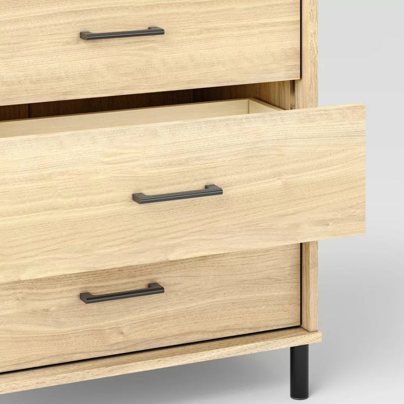 Mixed Material 3 Drawer Dresser - Natural Wood