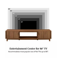 Modern Fluted Wood 2 Door TV Stand for TVs up to 80