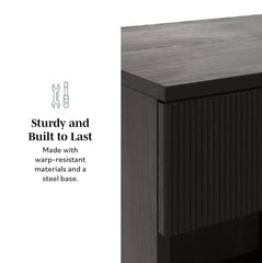 Modern Boho Fluted 1 Drawer Storage Nightstand - Black