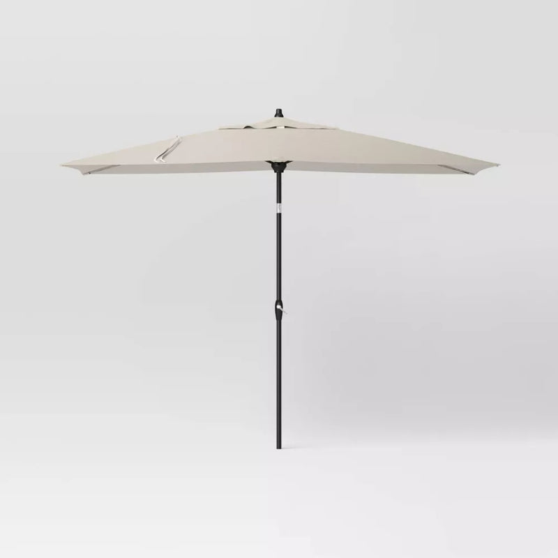6'x10' Rectangular Outdoor Patio Market Umbrella with Black Pole - Off White