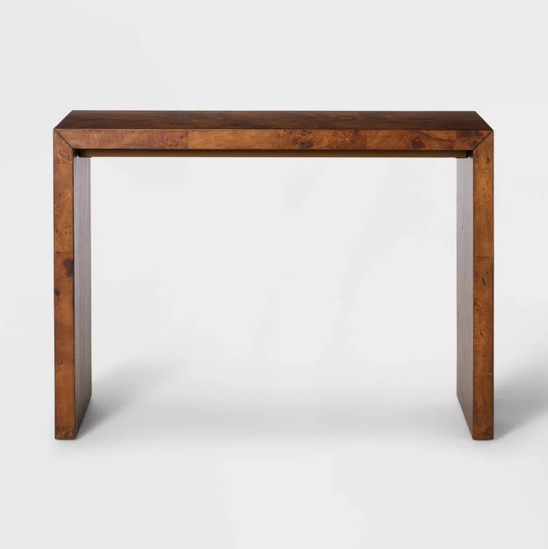 Ogden Burled Wood Console Table - Dark Brown