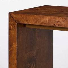 Ogden Burled Wood Console Table - Dark Brown