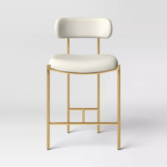 Orion Luxe Backed Counter Height Barstool with Brass Legs - Gray Velvet