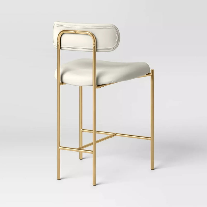 Orion Luxe Backed Counter Height Barstool with Brass Legs - Gray Velvet