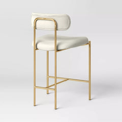 Orion Luxe Backed Counter Height Barstool with Brass Legs - Gray Velvet