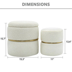 Upholstered Tufted Storage Ottoman Footstool - White