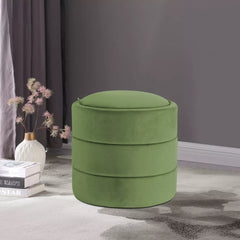 Storage Round Ottoman - Green Velvet