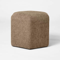 Square Woven Fabric Pouf - Cream
