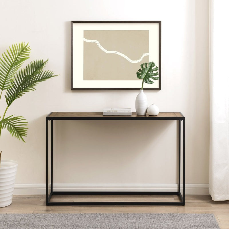 Solid Wood 52" Farmhouse Storage Console, White/Grey Wash