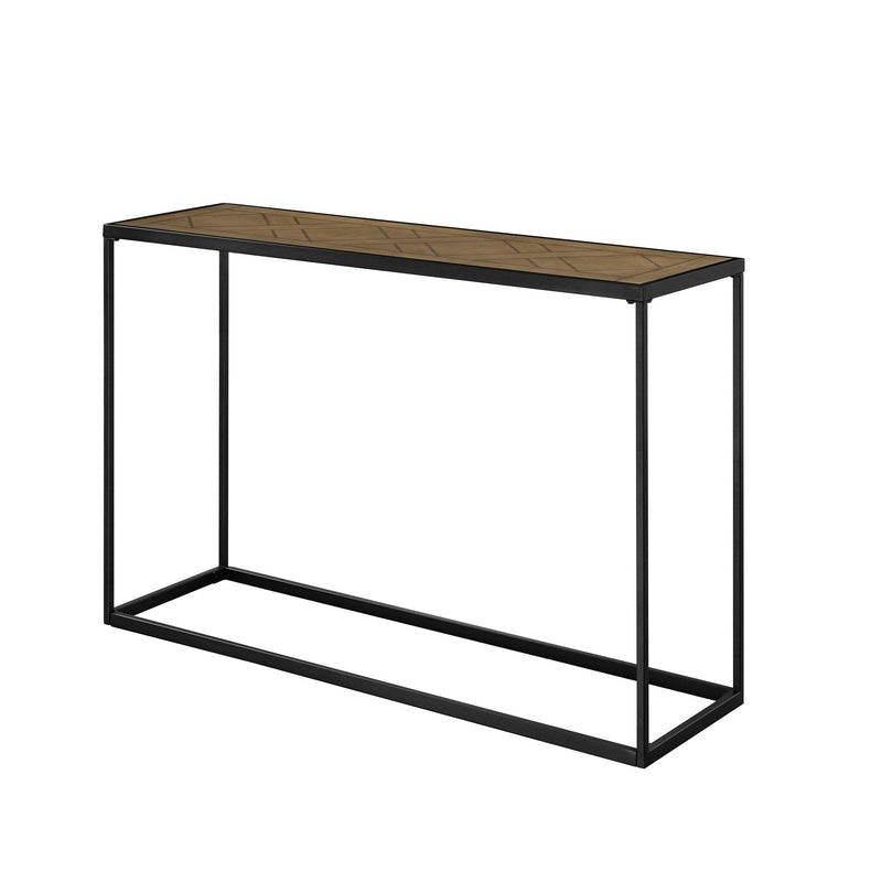 Industrial 47 in. Parquet Veneer Rectangle Console Table