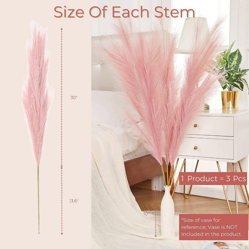 Pink Pampas Grass Decor 43" Tall