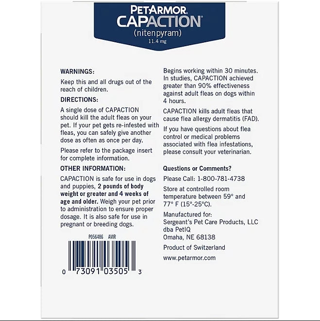 PetArmor CapAction Flea Tabs for Dogs