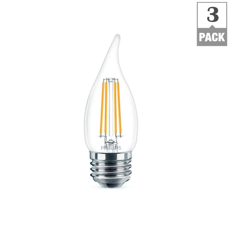 Philips 40-Watt Equivalent B11 Dimmable LED Bent Tip Candle Light Bulb Soft White (3-Pack)