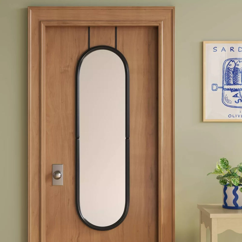 Pill Shaped Over The Door Mirror - Black