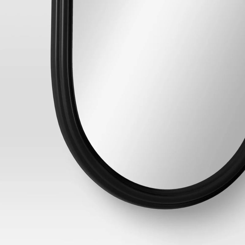 Pill Shaped Over The Door Mirror - Black