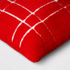 Faux Shearling Plaid Square Throw Red/White