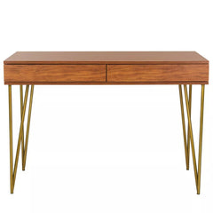 Pine Two Drawer Desk - Natural/Gold