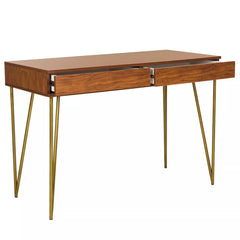 Pine Two Drawer Desk - Natural/Gold