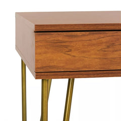 Pine Two Drawer Desk - Natural/Gold