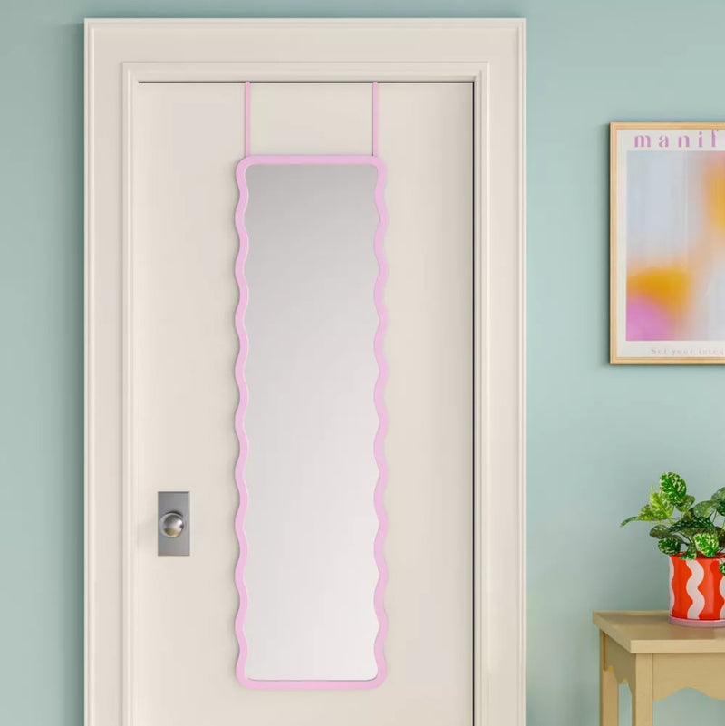 Wavy Over The Door Mirror - White