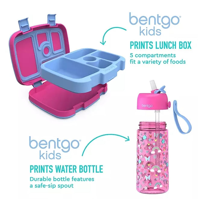 Bentgo Kids Prints Lunch Box & Water Bottle Set - 4 Styles