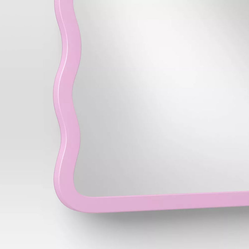 Wavy Over The Door Mirror - White