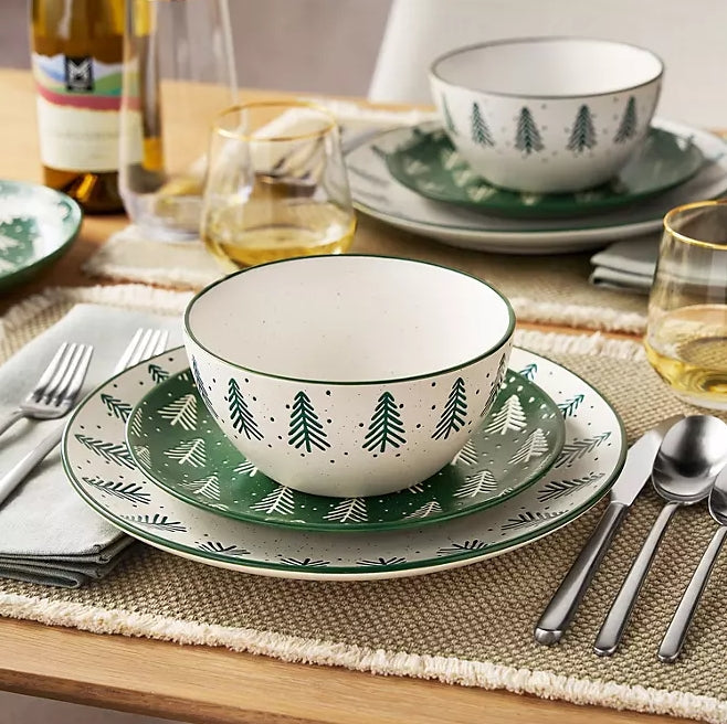 12-Piece Stoneware Holiday Dinnerware Set