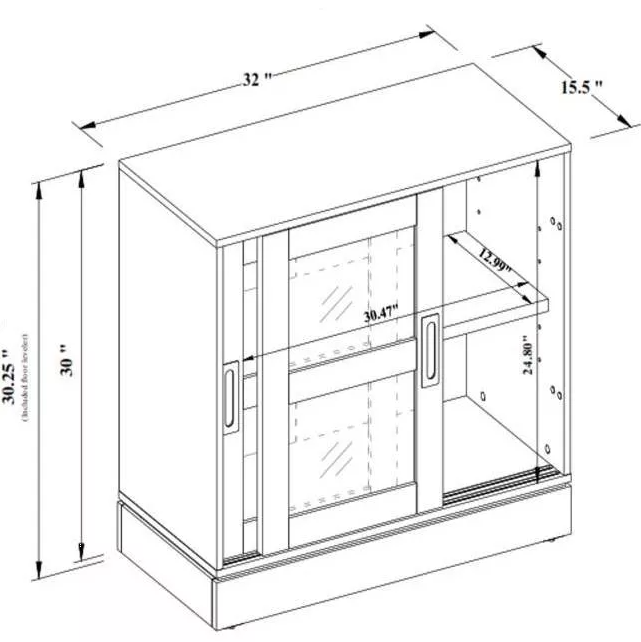 32" Promontory Sliding Glass 2 Door Cabinet - White