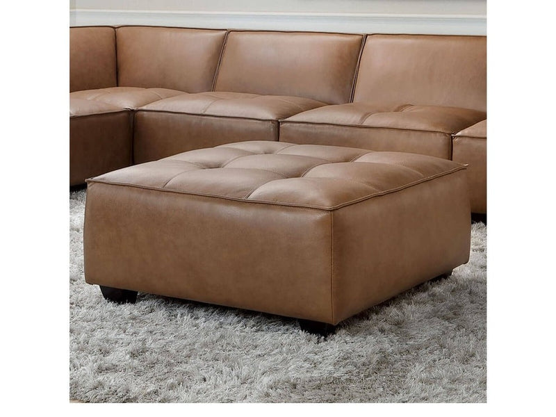 Wallingford 7-pc Modular Leather Sectional, Camel