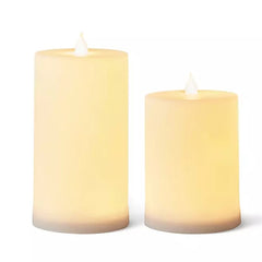 Resin Rattan Lanterns with Flameless Pillar Candles (Set of 2)