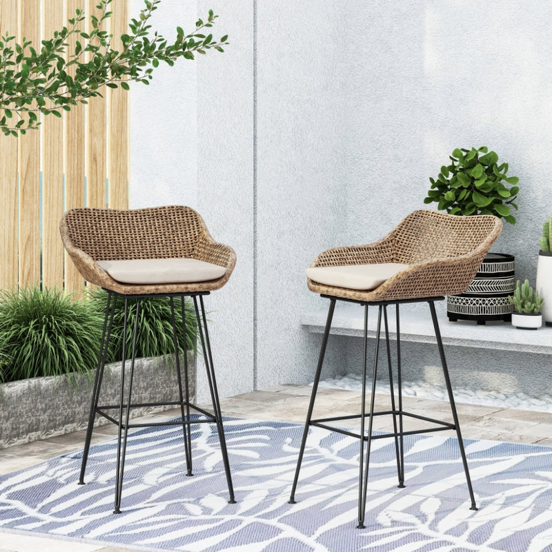 Rattan Bar Stool - Brown (Set of 2)