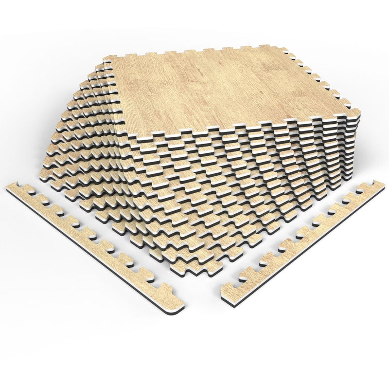 Norsk Reversible Foam Flooring, Faux Wood, 22.44" x 22.44", 12 Tiles