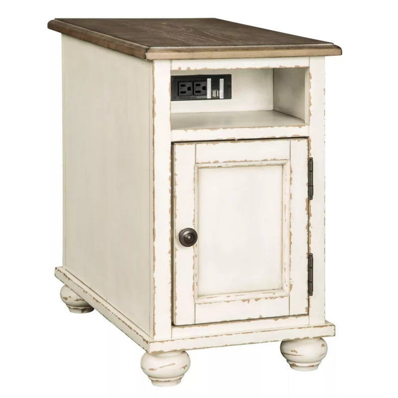 Realyn Chairside End Table - White/Brown