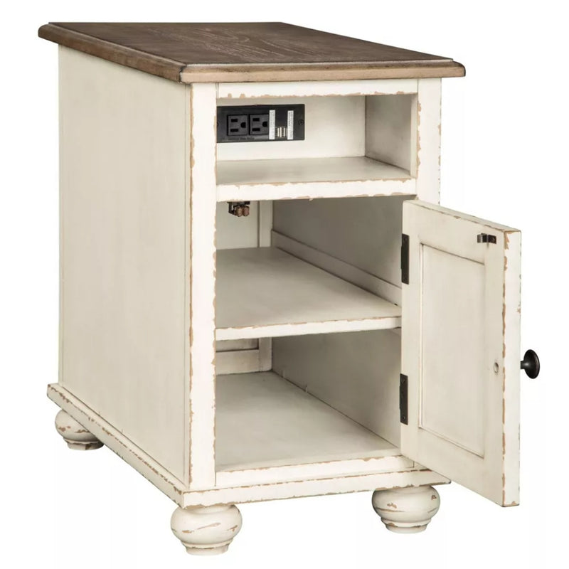 Realyn Chairside End Table - White/Brown