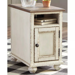Realyn Chairside End Table - White/Brown