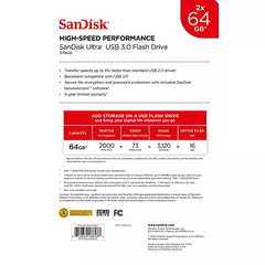 SanDisk 64GB Ultra USB 3.0 Flash Drive 2-Pack