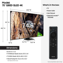SAMSUNG 75” Class Q80D Series 4K QLED Smart TV