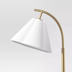 Scalloped Shade Table Lamp with Marble Base - White
