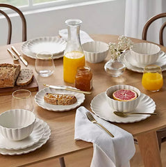 12-Piece Scallop Dinnerware Set - Cream