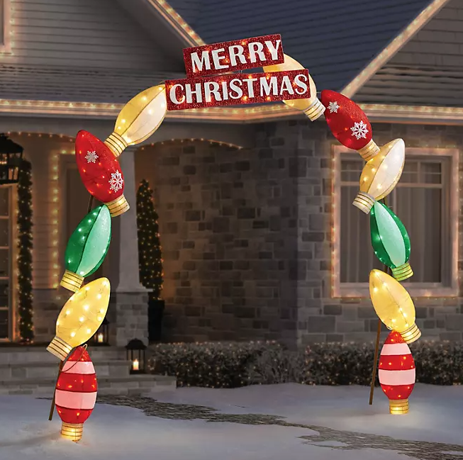 8' Pre-Lit Stacked Ornament Arch