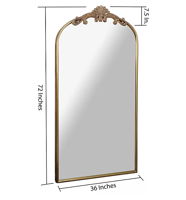 Filigree Floor Mirror, Gold Metal Frame