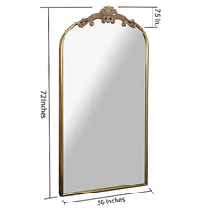 Filigree Floor Mirror, Gold Metal Frame