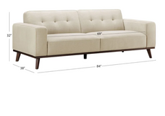 Vicenza Mid-Century Upholstered Sofa Beige