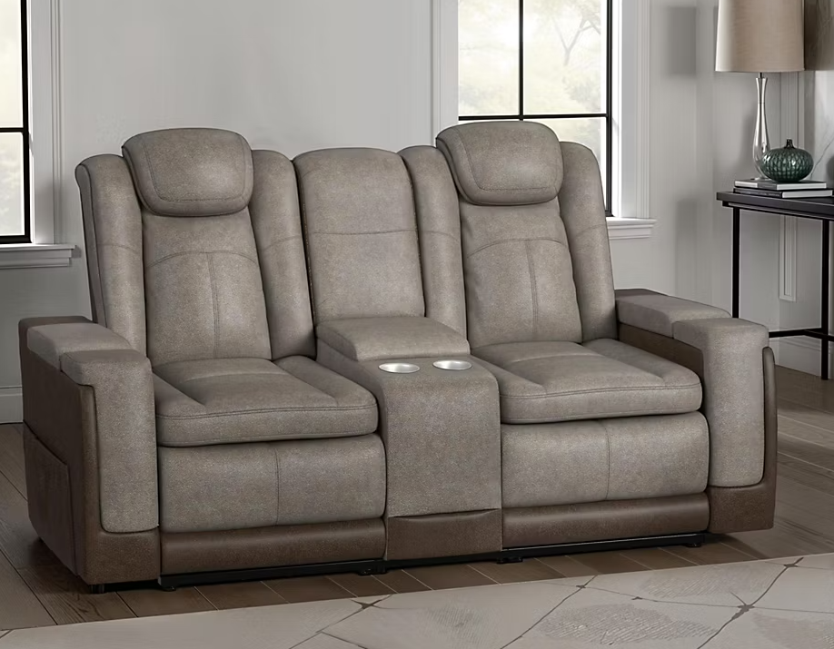 Lantana Rocky Grey/Brown Power Loveseat