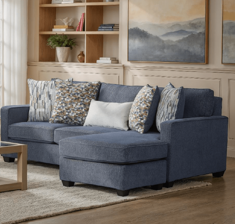 Lamar Sofa Chaise with USB in Indigo | Modern Upholstered Sectional