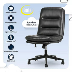 Serta Faux Leather Armless Task Chair - Black