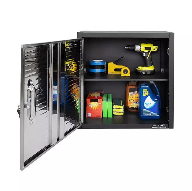 Seville Classics UltraHD Wall Storage Cabinet, 24" W x 12" D x 24" H - Graphite