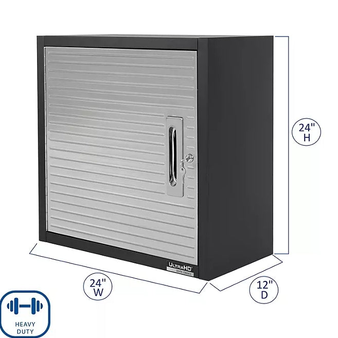 Seville Classics UltraHD Wall Storage Cabinet, 24" W x 12" D x 24" H - Graphite