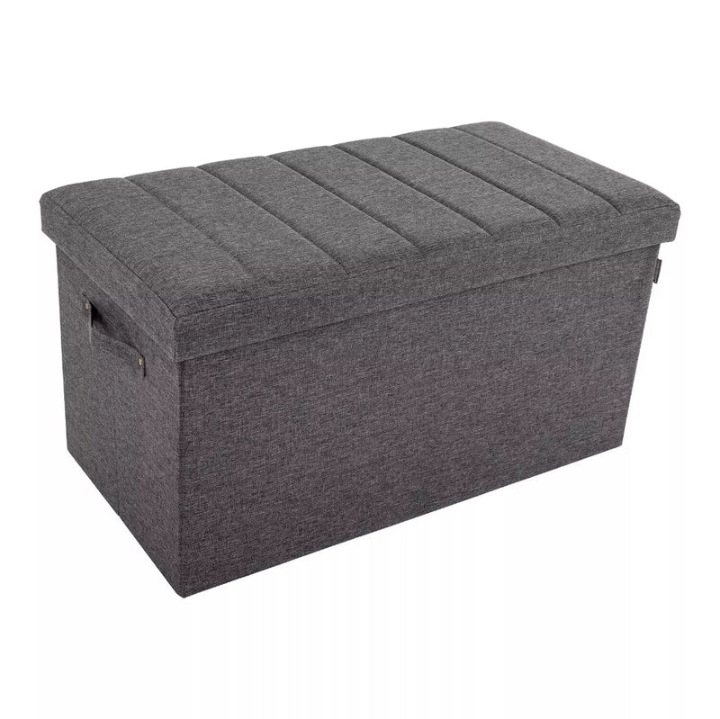 Seville Classics Foldable Storage Bench Ottoman with Handles (Modern Gray)