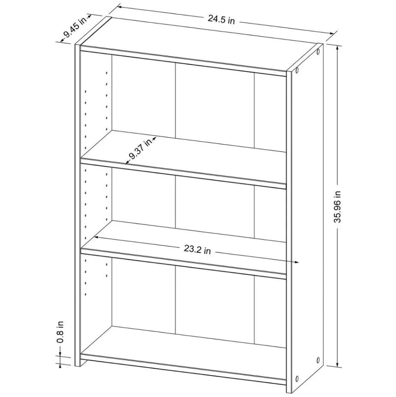 3 Shelf Bookcase - Black